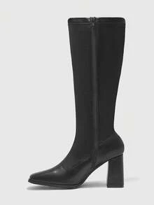 CUCCOO BIZCHIC Women's Pointed Toe Fashionable Black Knee-High Boots - Black - View 9
