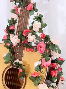 SHEIN Basic living 1/2/5件/包 人造花卉植物 45头仿真玫瑰藤蔓花卉 家居酒店办公室婚礼派对花园工艺品装饰