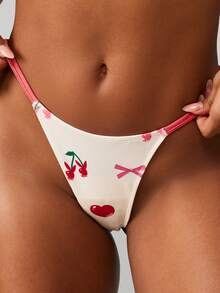 Missguided x Playboy Bộ áo ngực và quần lót in nơ anh đào dễ thương Kawaii làm quà tặng ngày lễ tình nhân - Nhiều màu - Xem 5