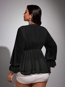 Viva Relle Áo voan nơ gợi cảm cỡ lớn - màu đen - Xem 6