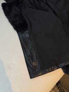 K-Vae Chaqueta casual de manga larga de unicolor con parches de PU, cintura con cordón