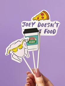 FRIENDS X SHEIN 8 Pcs Birthday Party Decoration Plugin, Dessert Cupcake Decoration Plugin, Cake Decoration