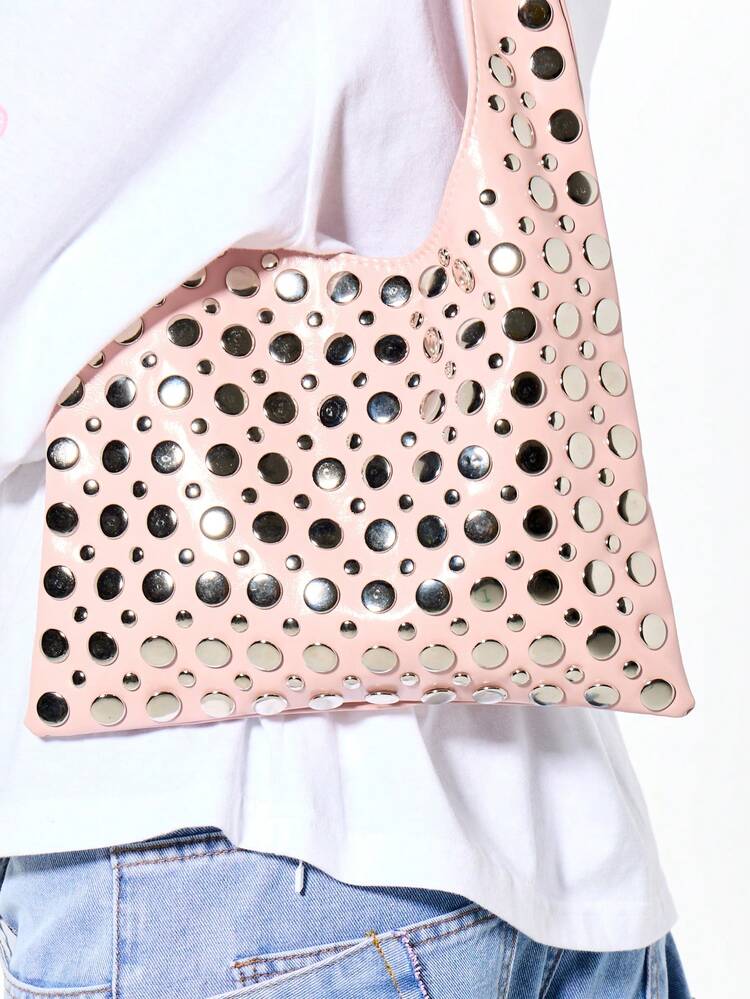 SUMWON WOMEN Laser Cut Circle Pattern Hobo Bag