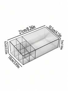 1pc Desktop Transparent PET Makeup Organizer Box, Multi-Compartment Lipstick & Cosmetics Storage Display Tray,For Holiday Beach, Bathroom Collection, Bedroom Collection, Large Capacity - Clear - View 6