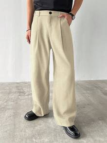 Claim Dot Quần ống rộng dày có túi cho nam, dáng rộng cho mùa thu - Màu be - Xem 5