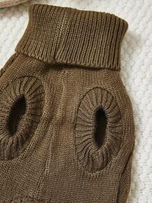 PETSIN 1 Piece Brown Short Autumn And Winter Thickened Knitted Windproof Warm Casual Pet Sweater - Coffee Brown - View 9