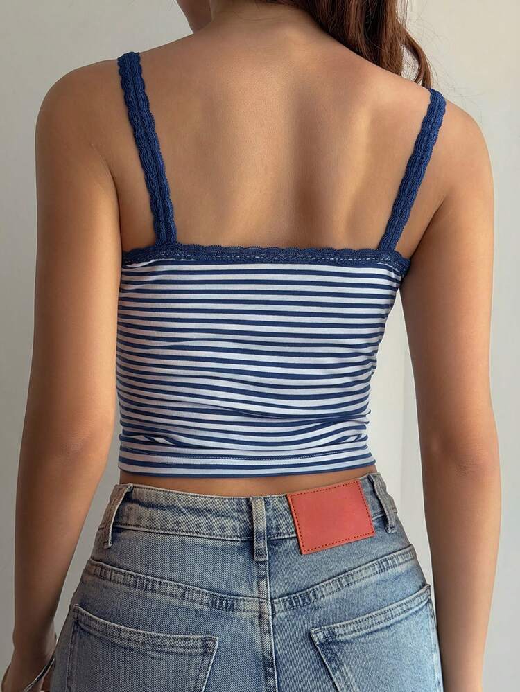 Women's Slim Fit Striped Casual Tank Top, Suitable For Autumn And Winter