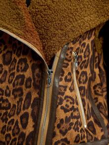 Easelle Chaqueta sin mangas con cremallera y forro térmico con estampado de leopardo, ropa de otoño e invierno para mujeres - Multicolor - Ver 7