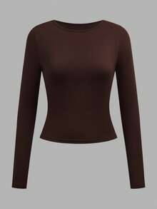 SHEIN EZwear 3 件套女士休闲宽领紧身长袖 T 恤套装，适合春秋季 - 彩色 - 查看 7