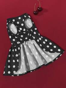 Betty Boop x SHEIN 1 Stück Haustier Rock mit Cartoon-Muster Aufdruck, Katzenkleidung, Hundekleidung, Größe XXS-XXXXL, Extra Small, Extra Large, Polka Punkte, Schleife.