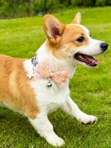 PETSIN 1 Piece Pet Bow Collar With Flower Pendant, Adjustable Neck Circumference, Cat Collar, Dog Collar, Pet Accessories, Pet Supplies