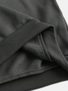 SHEIN 少女休闲街头风字母印花落肩连帽衫和抽绳运动裤保暖运动套装，深灰色 - 深灰色 - 查看 8