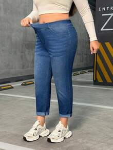 Flexra Plus Size Women Casual Washed Slim Fit Jeans - Medium Wash - View 5