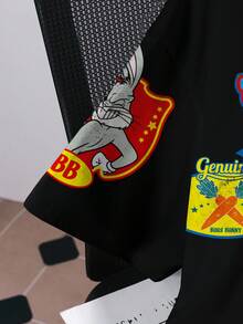 LOONEY TUNES X SHEIN Men Summer Casual Rabbit Print Short Sleeve T-Shirt - White - View 4