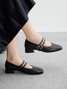 CUCCOO BIZCHIC Women's Fashion Black Buckle Design Daily Commute High Heel Pumps - Black - View 1