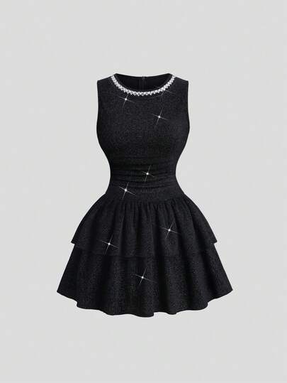 Sweetra 新款秋冬女士束腰优雅高端派对蛋糕连衣裙