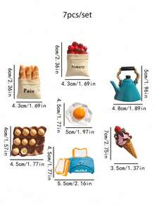 7 件食物冰箱贴 食物磁铁 用于冰箱贴 装饰性可爱磁铁 冰箱贴 适用于厨房 强力树脂磁铁 家居装饰 办公室 情人节、情人节婚礼、生日、厨房 和各种形状的肥皂模具 适用于情人节、情人节婚礼、生日、厨房、婚礼用品、礼物 学校用品、厨房装饰、客厅装饰