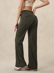 OutZeal 女式无 PFC 防水弹力尼龙口袋喇叭裤户外徒步露营裤 - 軍綠色 - 查看 7