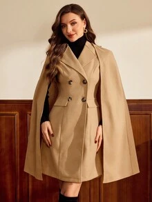 Vintamour Conjunto vintage elegante de 2 piezas con bolsillos, blazer de mezcla de lana y vestido de tirantes, vestido cruzado con solapa y capa, apto para uso casual, laboral u ocasiones festivas en otoño, ropa de otoño, atuendos de otoño para mujer, ropa de invierno para mujer, conjunto de Navidad para mujer, ropa de mujer elegante, vestidos elegantes para mujer, conjunto de mujer para invierno, abrigo de invierno para mujer, vestido de invierno para mujer, chaqueta de invierno para mujer, conjunto de invierno, vestidos de otoño para mujer - Caqui - Ver 4