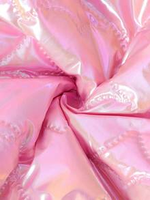 Cappotto imbottito con maniche lunghe, trapuntato, con rivestimento metallico rosa, casual, adatto per l'inverno, per ragazze giovani - Rosa - Visualizzare 5