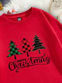 Manfinity Homme 圣诞休闲格子圣诞树图案修身圆领套头衫 - 紅色 - 查看 2