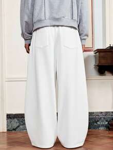 SWAVVY Men's Casual Dark Grey Sweatpants, Standard Size, Pockets, Curved Leg - Beige - View 3