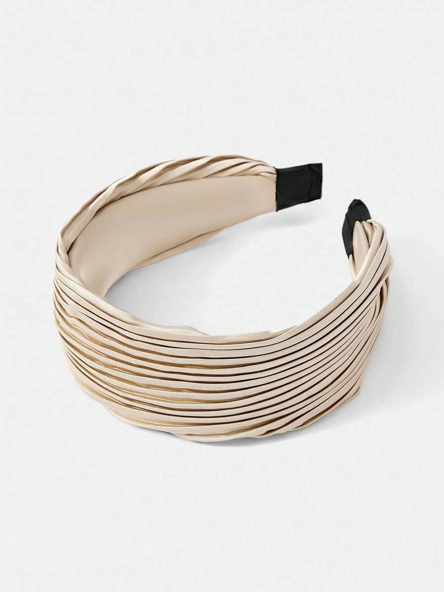 MOTF PREMIUM BEIGE PLEATED WIDE HEADBAND - Beige - View 2