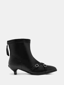 CUCCOO CURVES Plus Size Women's Wide Fit Brown High Heel Ankle Boots, Versatile & Stylish Boots For Wide Calves - Black - View 1