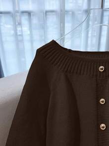 Franclia Women's New Autumn/Winter Off Shoulder Unique Sexy Luxurious High-End Pullover Sweater (Waist Belt Not Included) - Coffee Brown - View 6