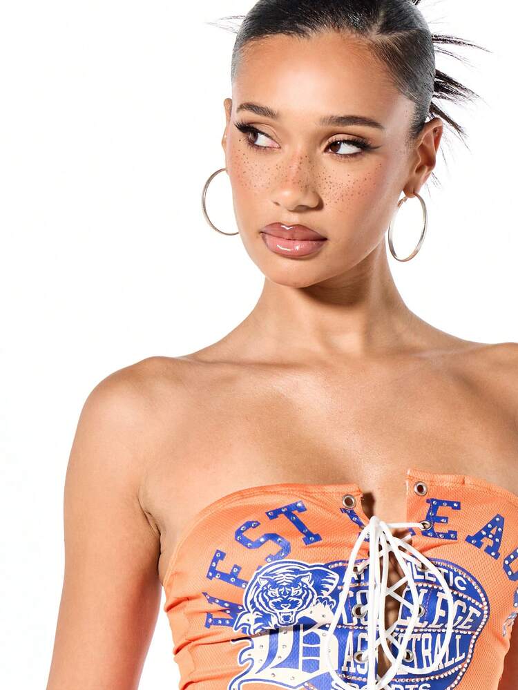 SUMWON WOMEN Canotta corsetto con lacci e dettaglio cravatta