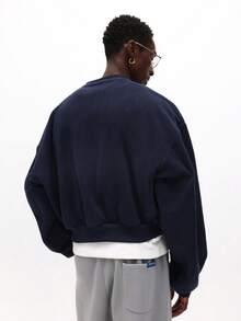 SUMWON Sweatshirt Pullover Crop Fit Setengah Resleting dengan Cetakan Dada yang Mencolok, Pakaian Kasual Streetwear untuk Musim Gugur dan Musim Dingin - Purple - View 2