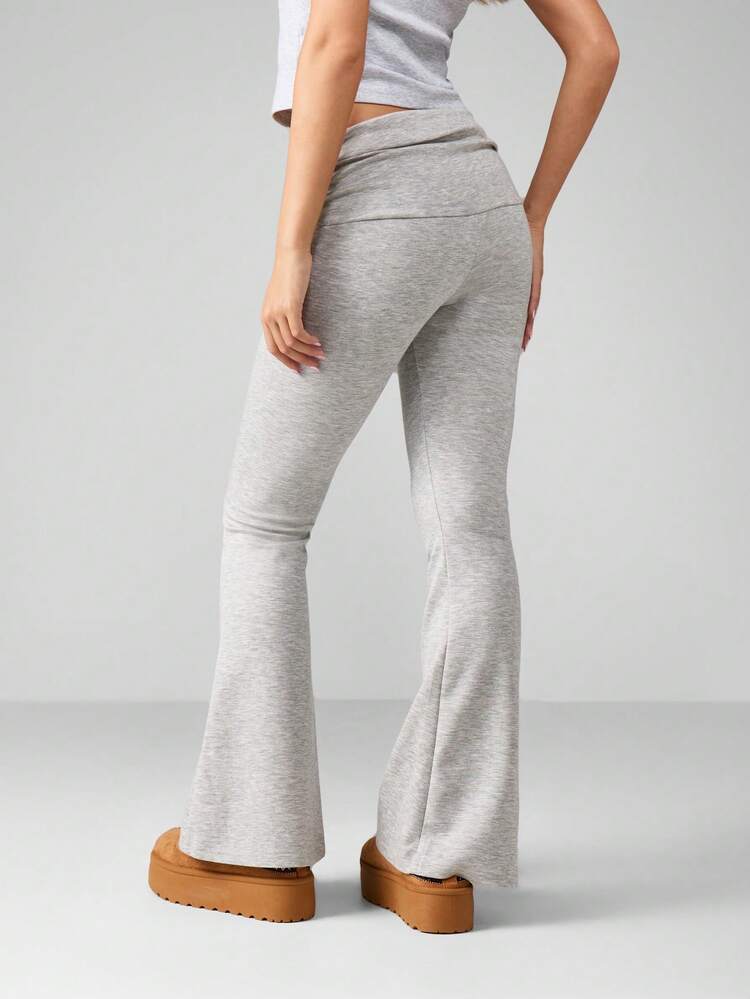 MISSGUIDED Heathered Flare Leg Lounge Pants For Women Soft Comfort Wide Bell Bottom Yoga Pants Casual Home Relaxation