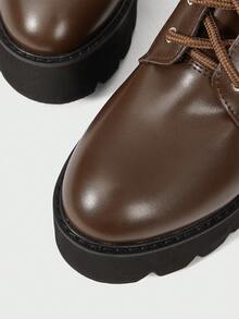 Sugerpunk 女士时尚棕色厚底摩托车中筒靴，街头风格 - 棕色 - 查看 6