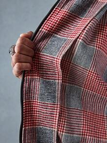 ROMWE MEN Prep Men's Plaid Hooded Jacket, Loose Cropped Style, Fall/Winter - Multicolor - View 7