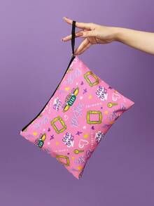 FRIENDS X SHEIN 2 件套图案印花轻质涤纶纤维化妆包，适合存放化妆品、文具、日用品、数码产品，非常适合通勤、上学、旅行，适合男士、女士、学生、相框、友情 - 彩色 - 查看 12