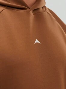 Sudadera con bolsillo y mangas raglán con estampado de letras para hombre - Marrón - Ver 7