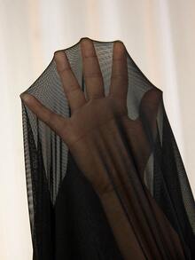 Cravure Blusa plus size de malha leve com patchwork e tecido de malha macia 2 em 1, camada externa cruzada, gola alta, amarração frontal com strass, elegante para festas, encontros e reuniões