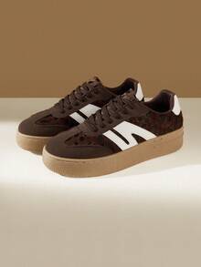 CUCCOO EASI Zapatillas deportivas casuales con cordones y estampado de leopardo, aptas para primavera y otoño - Multicolor - Ver 2