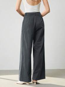 Uhlyne 女式秋季亚麻混纺修身休闲裤 - 灰色 - 查看 3