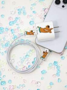 SCOOBY-DOO X SHEIN 3 Pieces Set, Cute Cartoon Dog Data Cable Protective Case, Suitable For IPhone Charger, Mobile Phone Data Cable Protective Case, Charger Protective Case (Data Cable Not Included),Compatible With 18/20W Apple Chargers - Multicolor - View 2