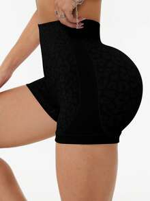 Easithlete Quần short chạy bộ/yoga cạp cao ôm vừa vặn dành cho nữ - màu đen - Xem 4