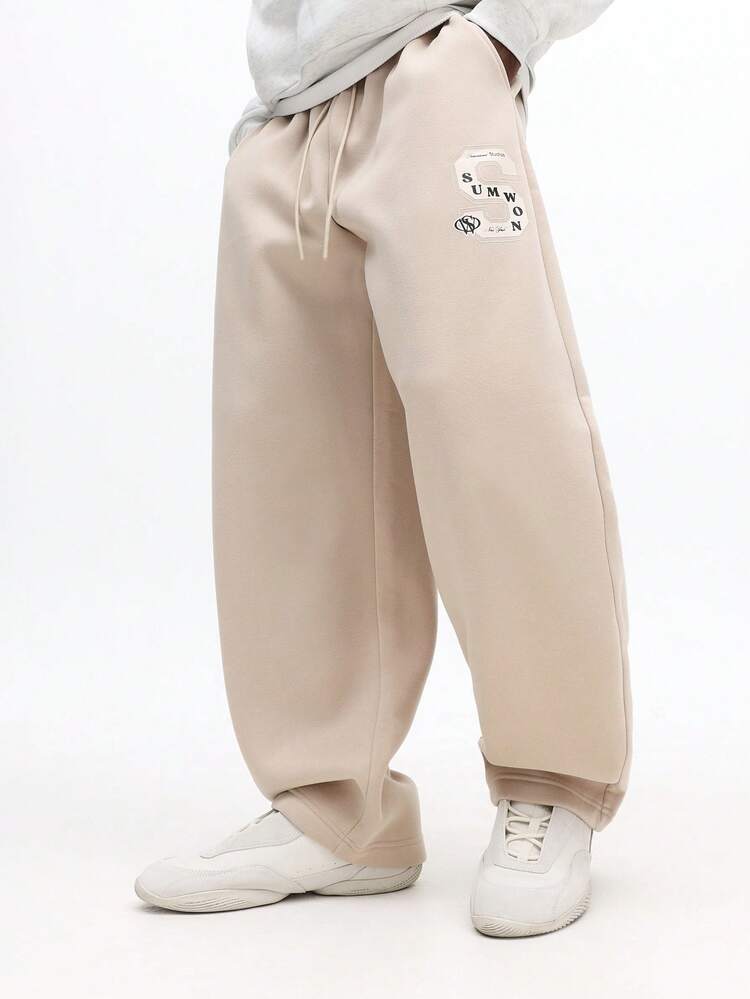 Straight Leg Sweatpants With Logo Patch