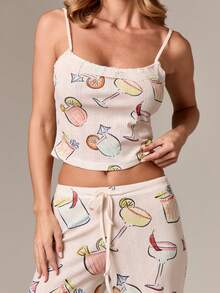 AiiRZ 女士印花睡衣套装，包括吊带上衣和阔腿裤，适合居家休闲和睡眠穿着。 - 彩色 - 查看 5