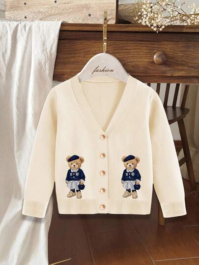 Sparklyn 1 件女童长袖休闲简约假日可爱熊心图案印花毛衣上衣，舒适宽松针织衫，适合秋冬季，适合学校、户外、圣诞节、时尚百搭柔软红色毛衣