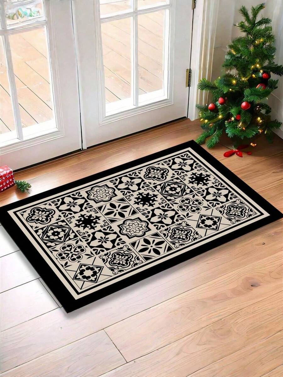 1件复古几何图案沥水垫,防滑吸水垫,适用于厨房、水槽、餐桌,可用作餐具沥水垫、咖啡机滴水盘 - 彩色 - 查看 1