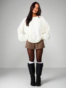 MISSGUIDED Oversized Cable Knit Sweater With Raglan Sleeves And Exposed Seams For Casual Winter Wear - White - View 3