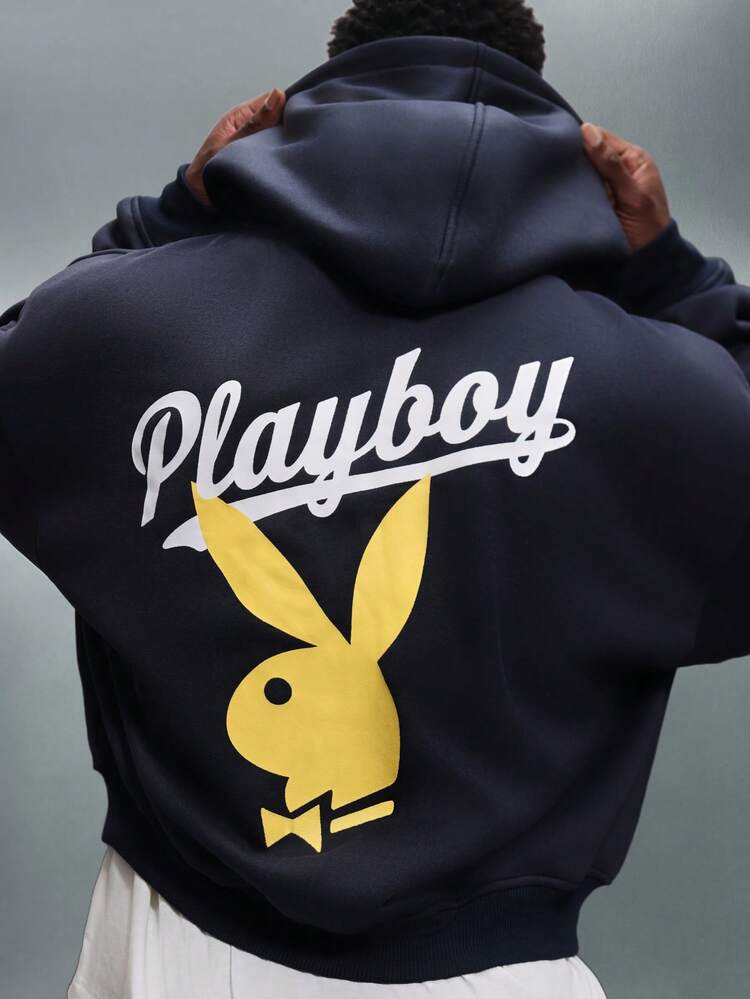 PLAYBOY X SUMWON Cropped Zip Up Hoodie With Front Pocket