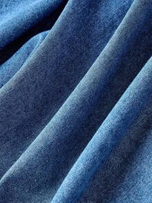 SHEIN MOD Plus Size Women's Square Neck Ruffle Denim Sleeveless Dress