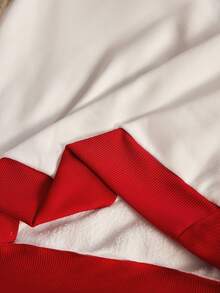 Manfinity RelaxMax 1 套男士圣诞字母和圣诞树印花 Ringer 运动衫和格子宽松裤，家庭装 - 紅白色 - 查看 6