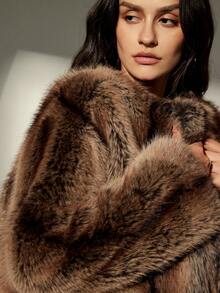 Aveloria Modichic Fashionable Chic Minimalist Design Faux Fur Short Jacket For Women - Brown - View 4
